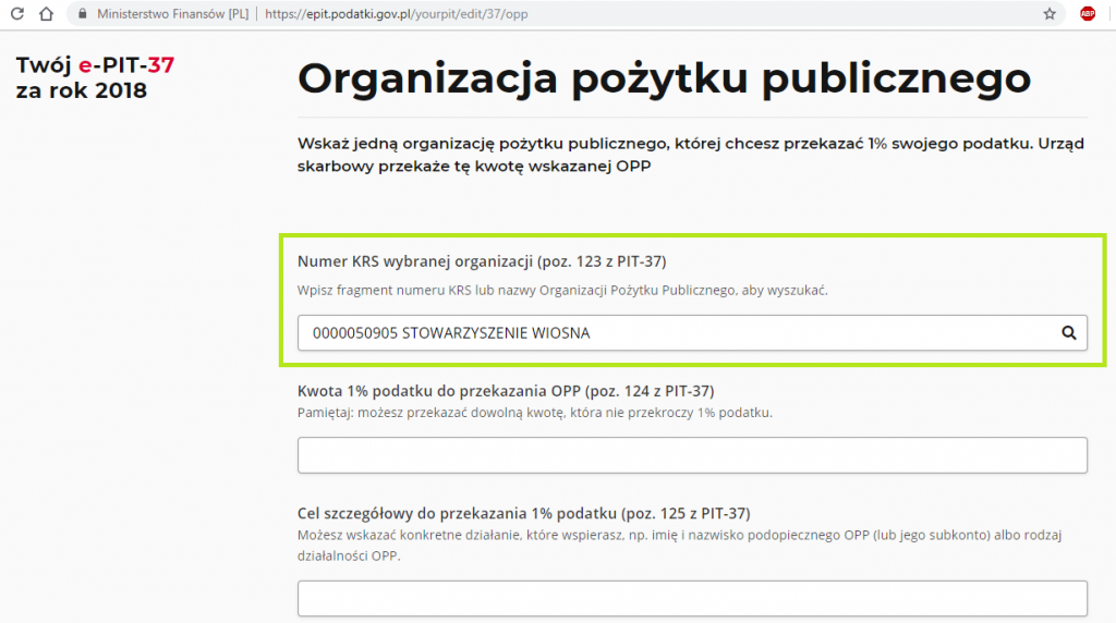 Twój e-PIT przekazywanie 1% jest bardzo proste